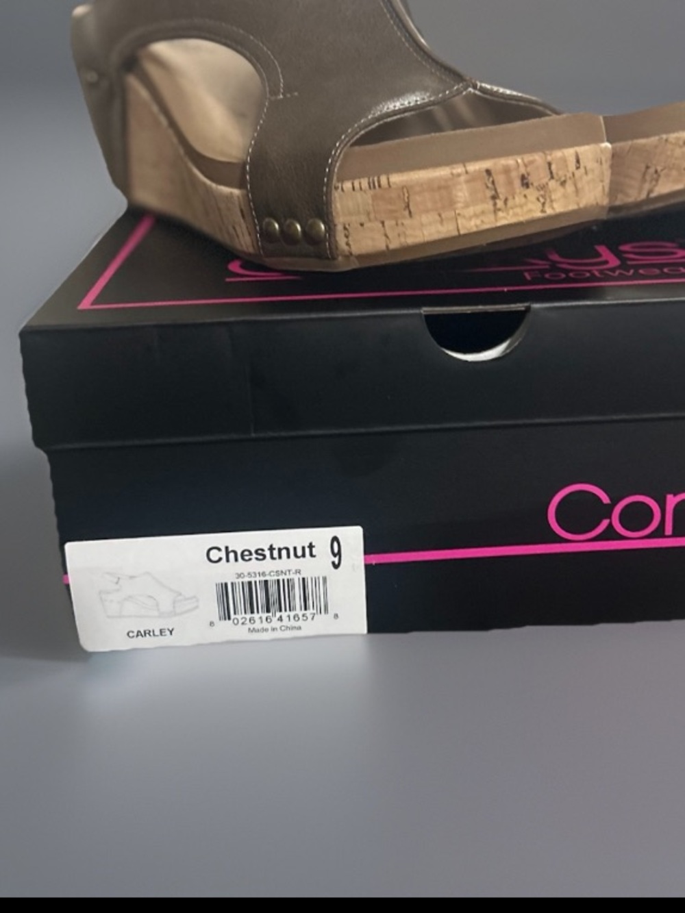 Corkys Carley Chestnut Open-Toe Cork Wedge Sandals - Picture 5 of 5